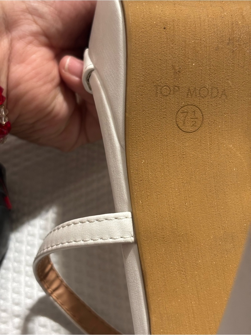 TOP Moda White Strappy Platform Heels with Gold Buckles - Picture 7 of 11